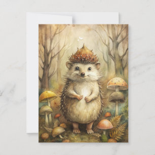 A Cute Hedgehog in Forest Postcard