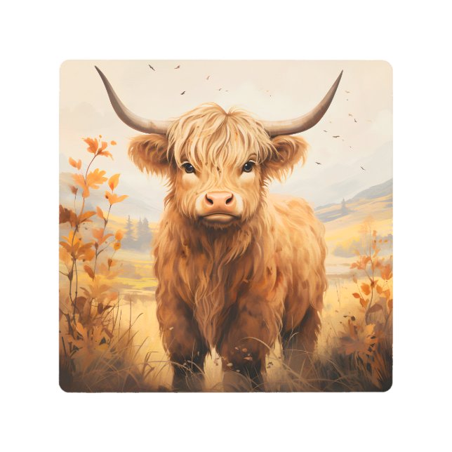 A Cute Highland Cow Series Design 11 Metal Print (Front)