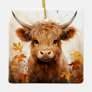 A Cute Highland Cow Series Design 1 Ceramic Ornament