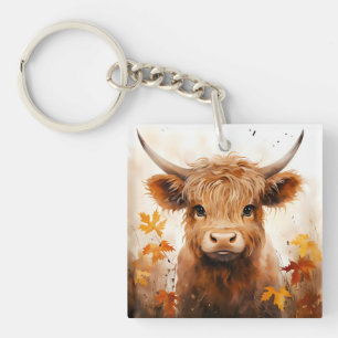 A Cute Highland Cow Series Design 1 Keychain