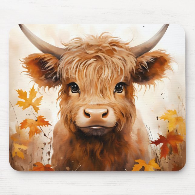 A Cute Highland Cow Series Design 1 Mouse Pad (Front)