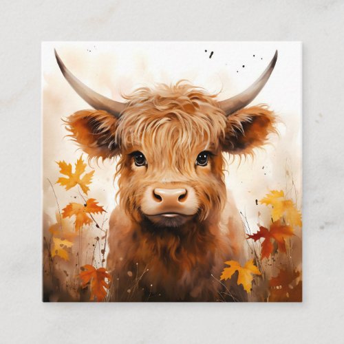 A Cute Highland Cow Series Design 1 Square Business Card