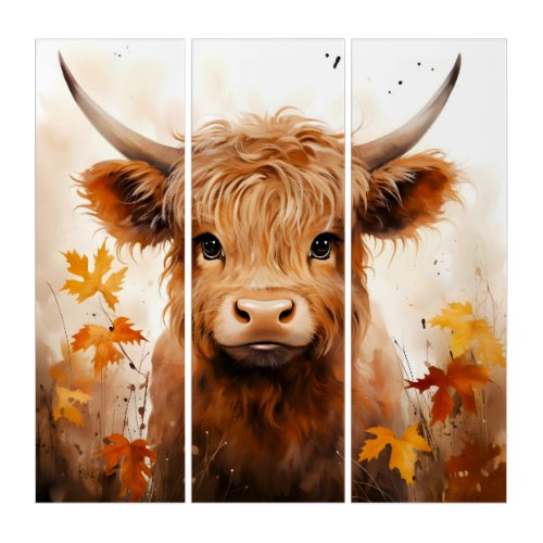 A Cute Highland Cow Series Design 1 Triptych