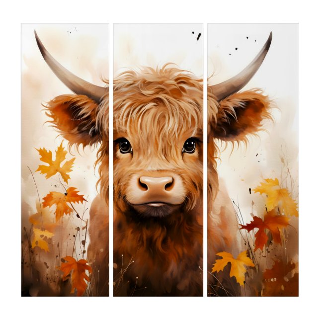 A Cute Highland Cow Series Design 1 Triptych (Front)