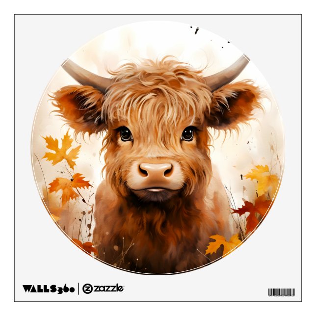 A Cute Highland Cow Series Design 1 Wall Decal (Front)