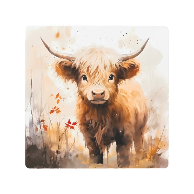 A Cute Highland Cow Series Design 2 Metal Print (Front)