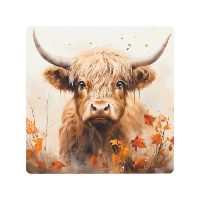A Cute Highland Cow Series Design 9 Metal Print (Front)