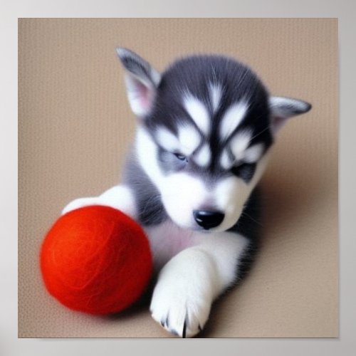 A Cute Husky Puppy Poster