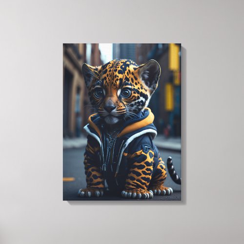 A cute Kawaii tiny hyper realistic baby jaguar Canvas Print