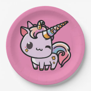 A cute kawaii unicorn paper plates