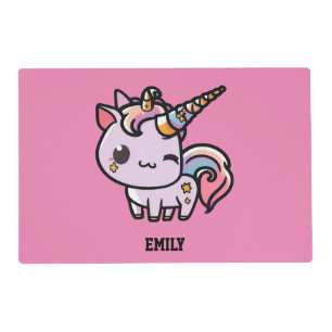 A cute kawaii unicorn placemat