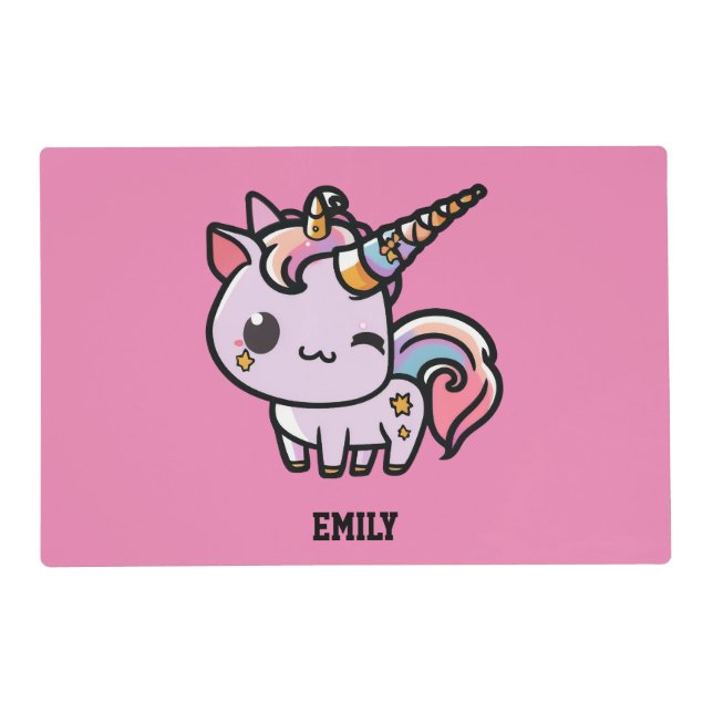 A cute kawaii unicorn placemat (Front)