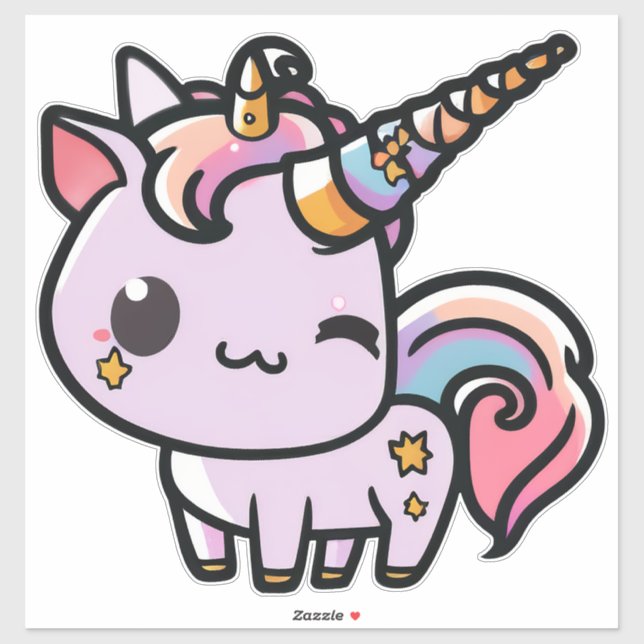 A cute kawaii unicorn sticker (Sheet)