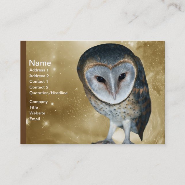 A Cute little Barn Owl fantasy Business Card (Front)