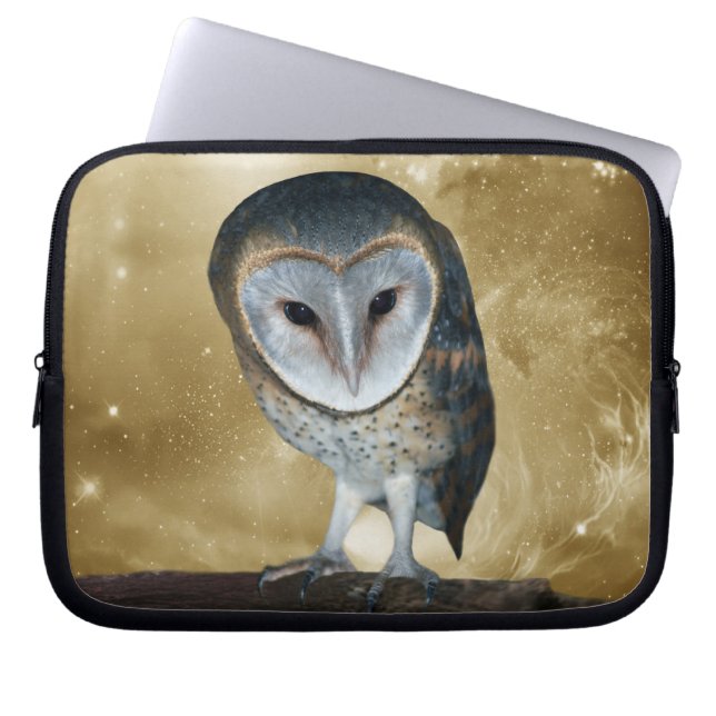 A Cute little Barn Owl Fantasy Laptop Sleeve (Front)