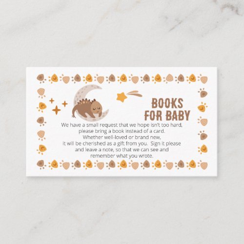 A Cute Little Dinosaur Baby Shower Books for Baby Enclosure Card