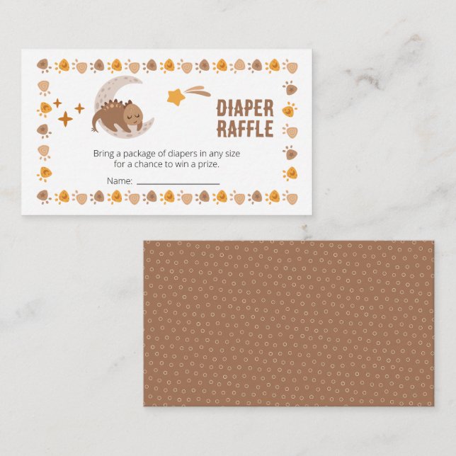 A Cute Little Dinosaur Baby Shower Diaper Raffle  Enclosure Card (Front/Back)