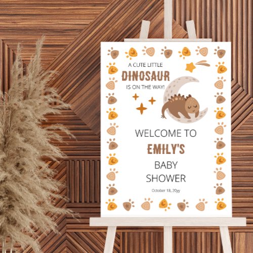A Cute Little Dinosaur Baby Shower Welcome Sign 