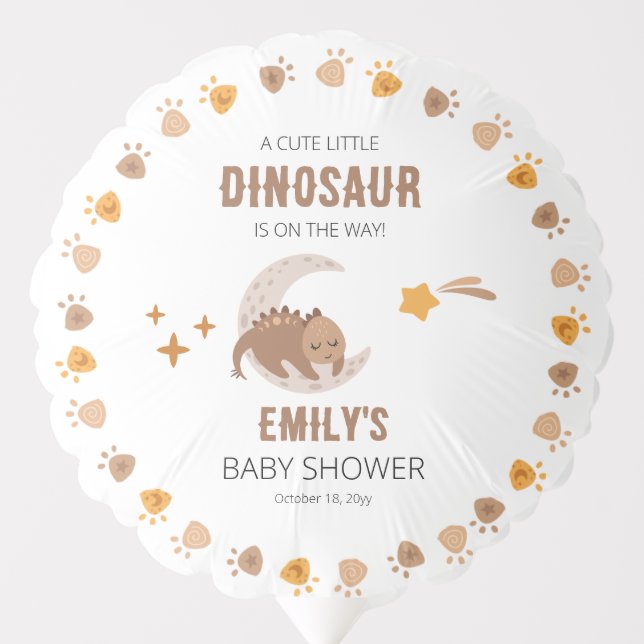 A Cute Little Dinosaur Is On The Way Baby Shower  Balloon (Front)