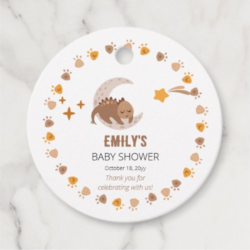 A Cute Little Dinosaur Is On The Way Baby Shower  Favor Tags