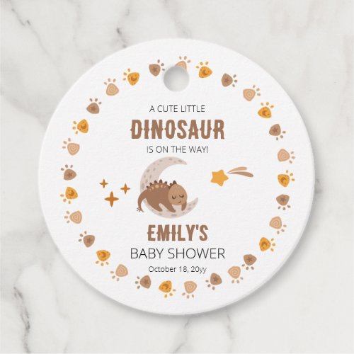 A Cute Little Dinosaur Is On The Way Baby Shower  Favor Tags