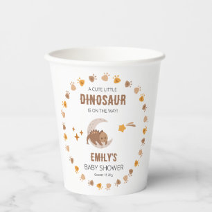 A Cute Little Dinosaur Is On The Way Baby Shower Paper Cups