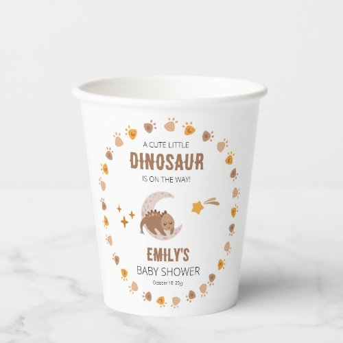 A Cute Little Dinosaur Is On The Way Baby Shower  Paper Cups