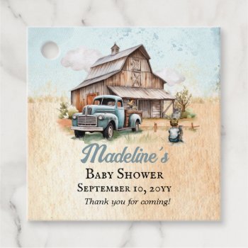 A Cute Little Farm Boy Baby Shower Thank You Favor Tags by holidayhearts at Zazzle
