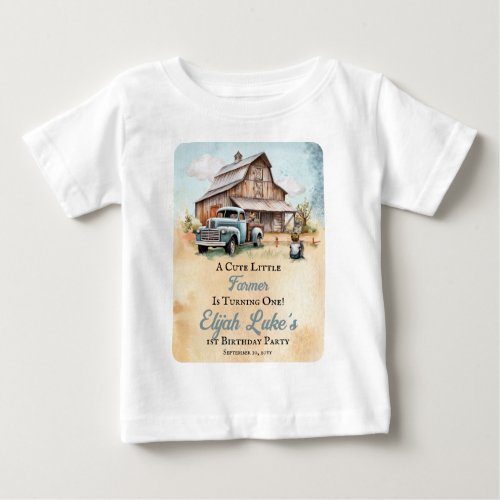 A Cute Little Farmer 1st Birthday Party Baby T_Shirt