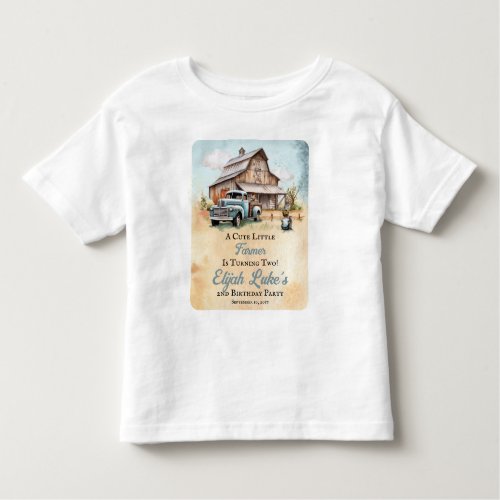 A Cute Little Farmer 2nd Birthday Party Toddler T_shirt