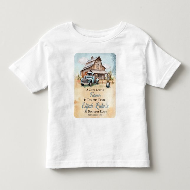 A Cute Little Farmer 3rd Birthday Party Toddler T-shirt (Front)