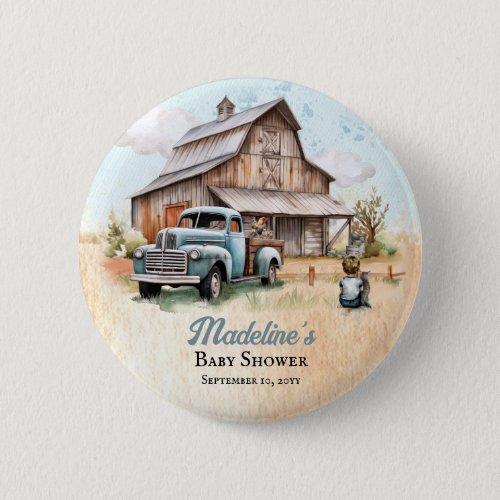 A Cute Little Farmer Baby Shower Button