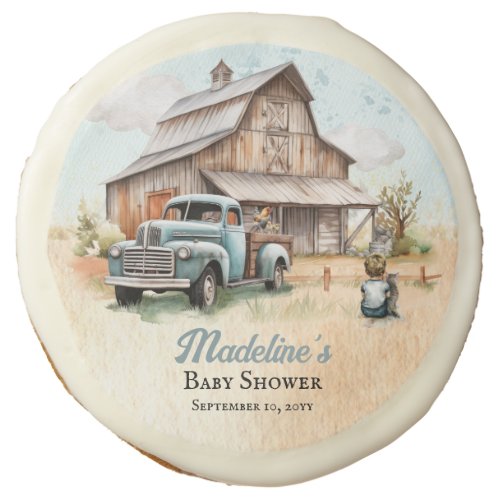 A Cute Little Farmer Baby Shower Sugar Cookie