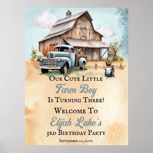 A Cute Little Farmer Is On His Way Baby Shower Poster