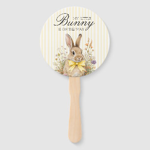 A cute little Floral Bunny Yellow Bow Baby Shower  Hand Fan