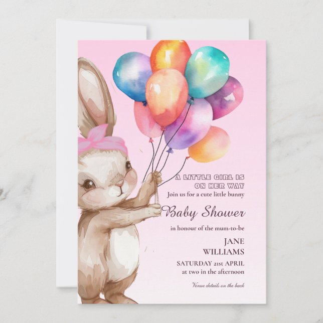 A Cute Little Girl Baby Shower Invitation (Front)