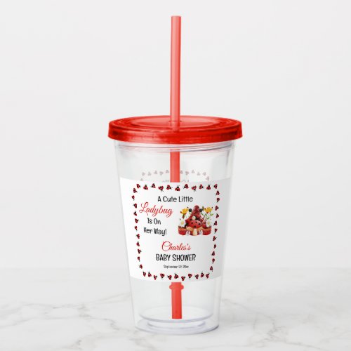 A Cute Little Ladybug Is On Her Way Baby Shower Acrylic Tumbler