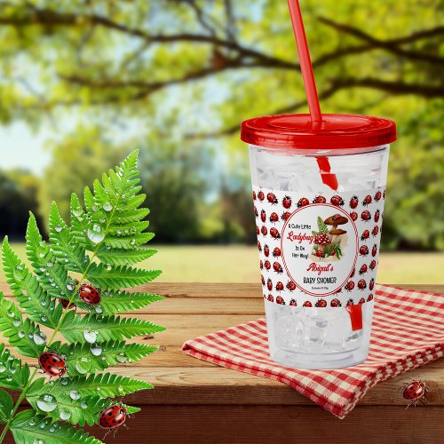 A Cute Little Ladybug Is On Her Way Baby Shower Acrylic Tumbler