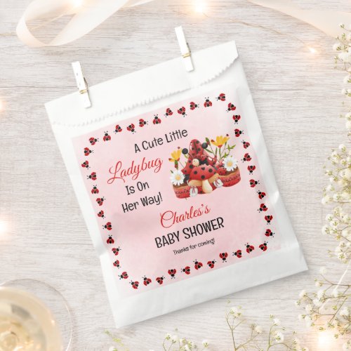 A Cute Little Ladybug Is On Her Way Baby Shower Favor Bag