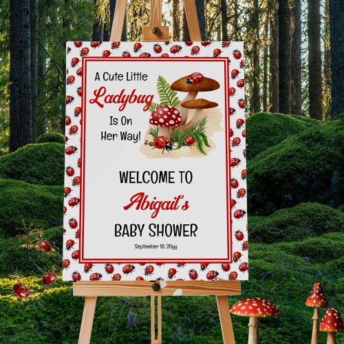 A Cute Little Ladybug Is On Her Way Baby Shower Foam Board