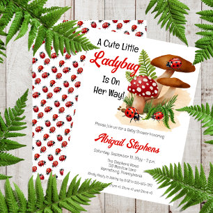 A Cute Little Ladybug Is On Her Way Baby Shower Invitation