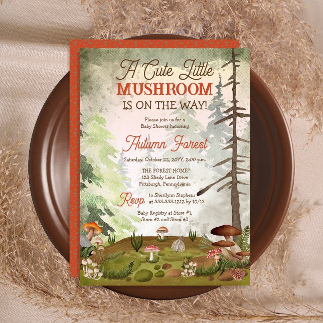 A Cute Little Mushroom Is On The Way Baby Shower Invitation ("A Cute Little Mushroom Is On The Way!" Baby Shower Invitation)