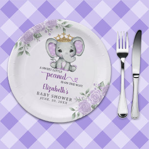 A Cute Little Peanut is Coming Baby Shower Girl Paper Plates