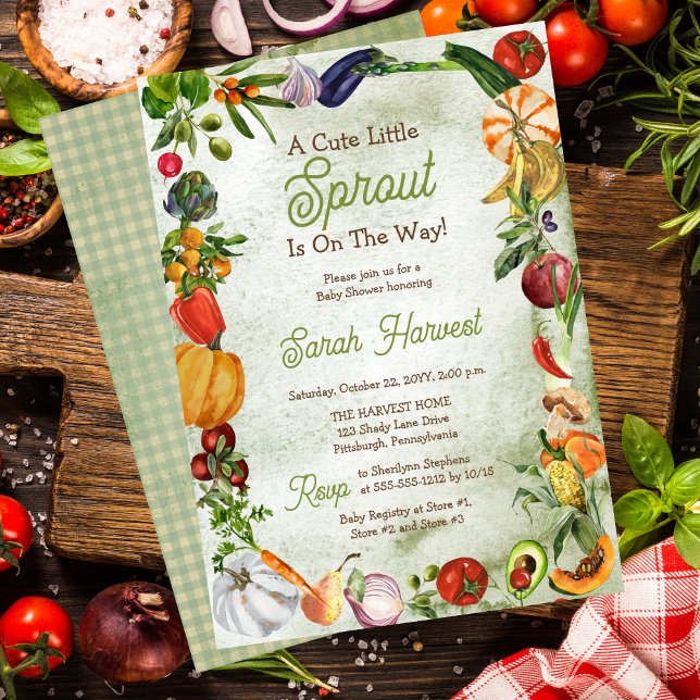 A Cute Little Sprout Is On the Way Baby Shower Invitation ("A Cute Little Sprout Is On The Way!" Baby Shower Invitations - Print | Digital Download)