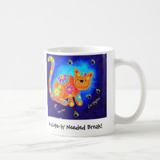 A Cute-ly Needed Break! - Happy Blue Cat Coffee Mug