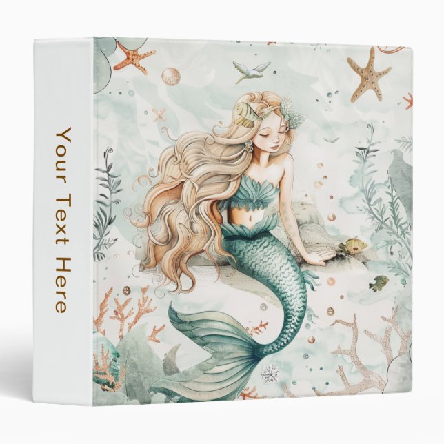 A Cute Mermaid 3 Ring Binder (Front/Spine)