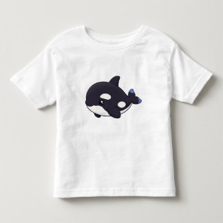 A Cute Minimalist Orca Whale Pocket T-Shirt Design