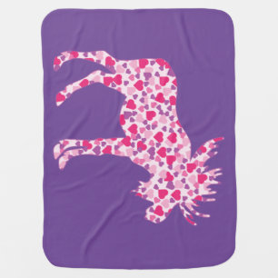 A Cute Moose made up in pink Hearts Baby Blanket