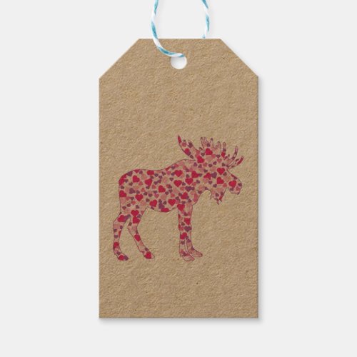 A Cute Moose made up of little pink hearts Gift Tags