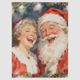 A Cute Mr and Mrs Claus Christmas Tissue Paper
